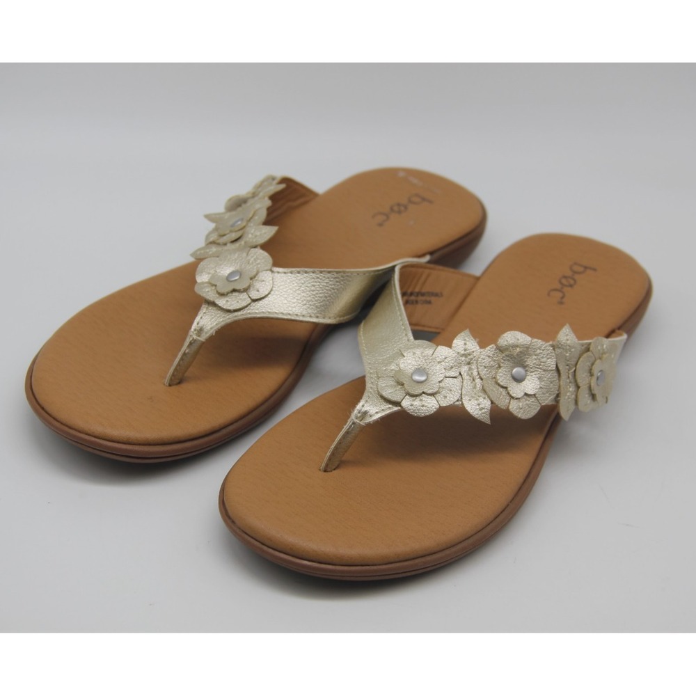 BOC Børn Floral Womens 8M Thong Ecru Sandals Vegan Leather Flip Flop Slide Shoe